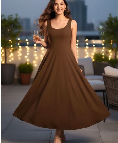 stretchable corset fit & flare midi dress