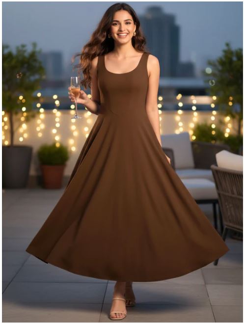 Home Stretchable Corset Fit & Flare Midi Dress