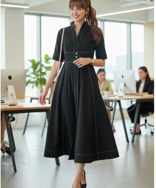 panelled corset midi dress