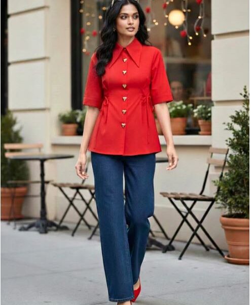 pure cotton heart button shirt