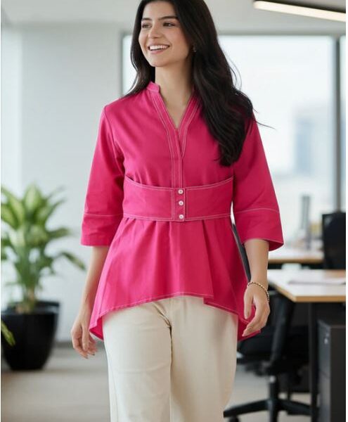 corset panelled cotton shirt