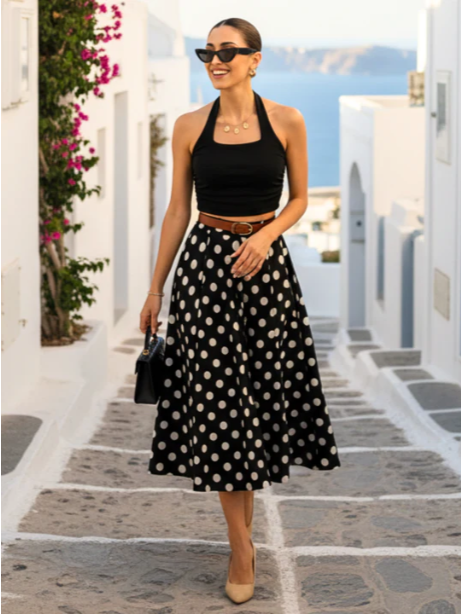 Home Pure Cotton Box Pleated Midi Skirt