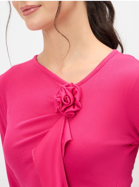 stretchable rosette ruffled top stretchable rosette ruffled top