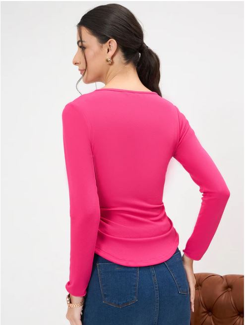 stretchable rosette ruffled top stretchable rosette ruffled top