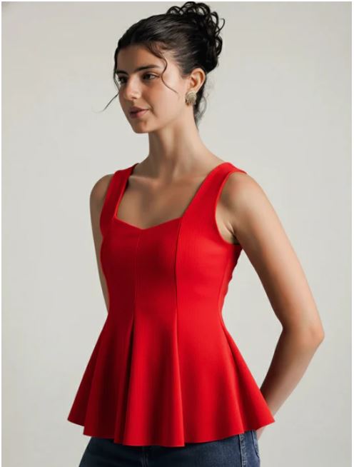 stretchable ribbed peplum top stretchable ribbed peplum top