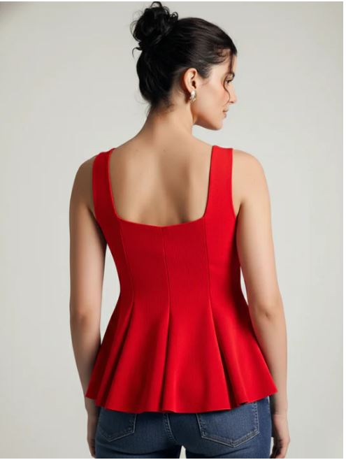 stretchable ribbed peplum top stretchable ribbed peplum top